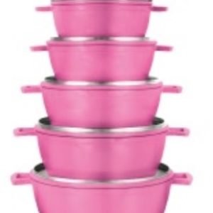 Jogo Panela Retro Pro 16 A 24 Rosa 5pçs