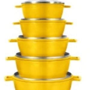 Jogo Panela Retro Pro 16 A 24 Amarelo 5 pçs
