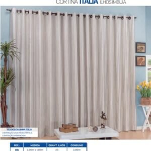 Cortina italia ilhos imbuia 2,00m larg x 1,80m altura