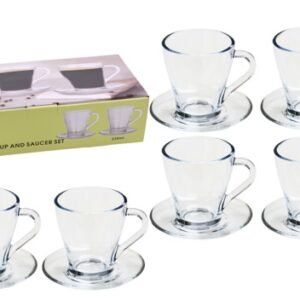 Xicara Vidro Transparente Pires C06 230ml