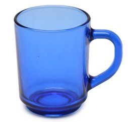 Caneca Vidro Azul 230ml Liso  Sem Pires