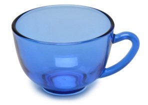 Xicara Vidro Azul 225ml Lisa  Sem Pires