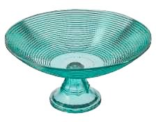 centro de mesa de vidro espiral c/pe  azul turquesa