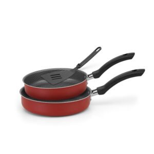Kit enjoy frigideira reta  c/ espatula antiaderente vermelho n18/20
