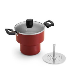 Cuscuzeiro enjoy c/ tampa vidro antiaderente vermelho n14