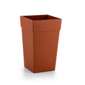 Vaso plástico Quadrado Coluna Rattan Pequeno Ceramico  10 L