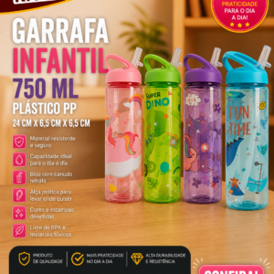 Garrafa Infantil 750 Ml Plastico Pp 24 Cm X 6.5 Cm X 6.5 Cm