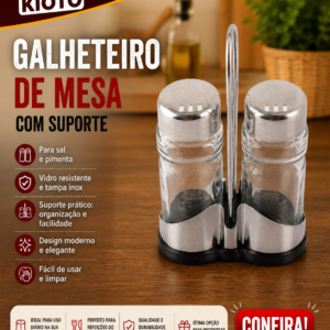 Porta Condimentos 35ml Kit 2pcs Metal E Vidro 7,8cm X 3,8cm X 12cm