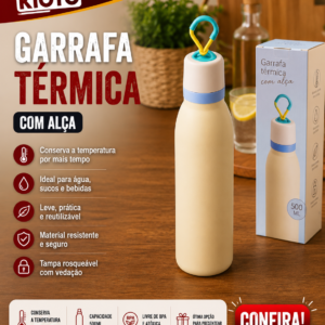 Garrafa Termica Aco Inox 660ml 7,2 Cm X 7,2 Cm X 31 Cm
